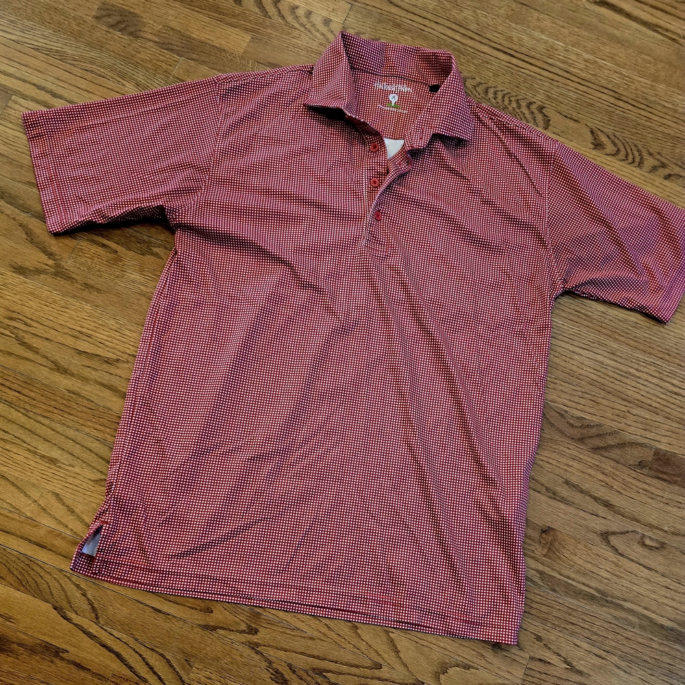 $118 Red and White Patterned Polo Shirt